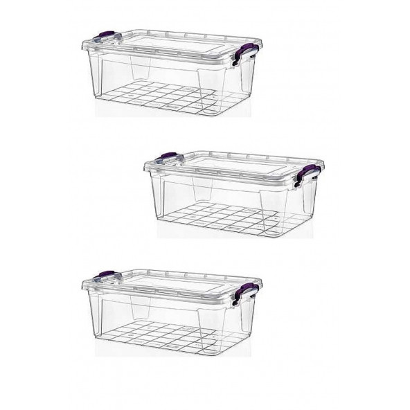 3 Adet 8,5 Litre  Dikdörtgen Multi Box  Saklama Kutusu E-504-3 ürün görseli