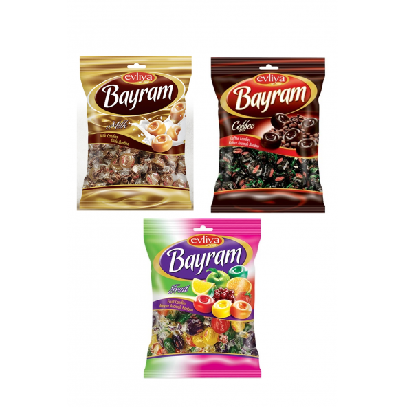Evliya Bayram Şekeri (Sütlü, Kahveli, Meyveli Bonbon) 3x500 g.