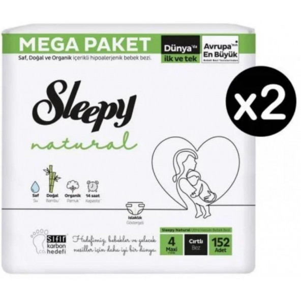 Sleepy Natural 4 Numara Maxi 304'lü Bebek Bezi