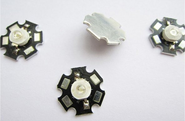 3W UV Led 395-400nm 10-15 lumen 700 mAh 3.4-3.6V 20mm PCB Yıldız Siyah Bord - 12