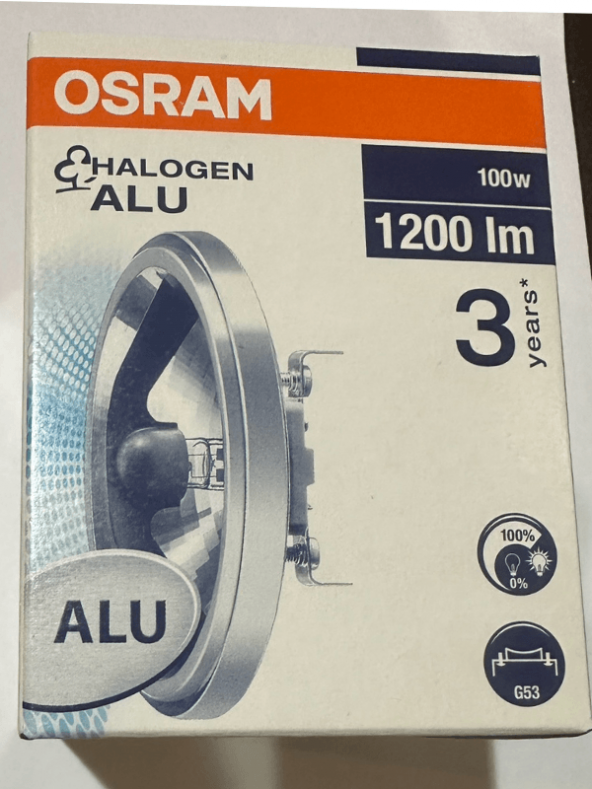 Osram Halogen Alu 3050K (Sarı Işık) 100W 12V G53 Duylu Halospot (2 Adet)
