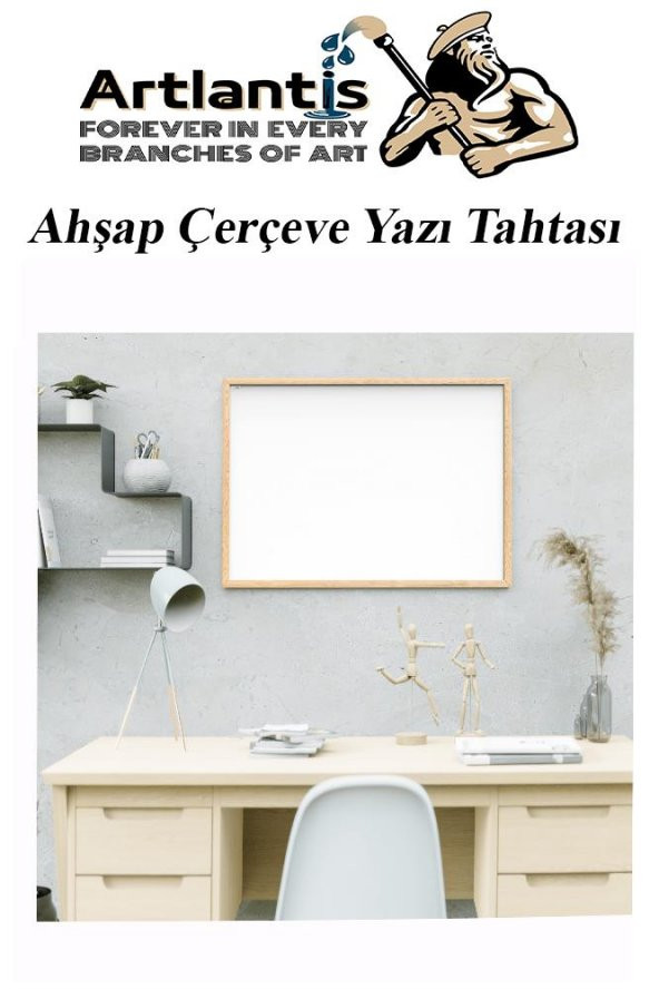 Duvara Monte Beyaz Yazı Tahtası 45x60 cm 1 Adet Yazı Tahta Kalemi ve Silgisi Laminant Yazı Tahtası Ahşap Çerçeveli Askılı Okul Ofis Büro - 5