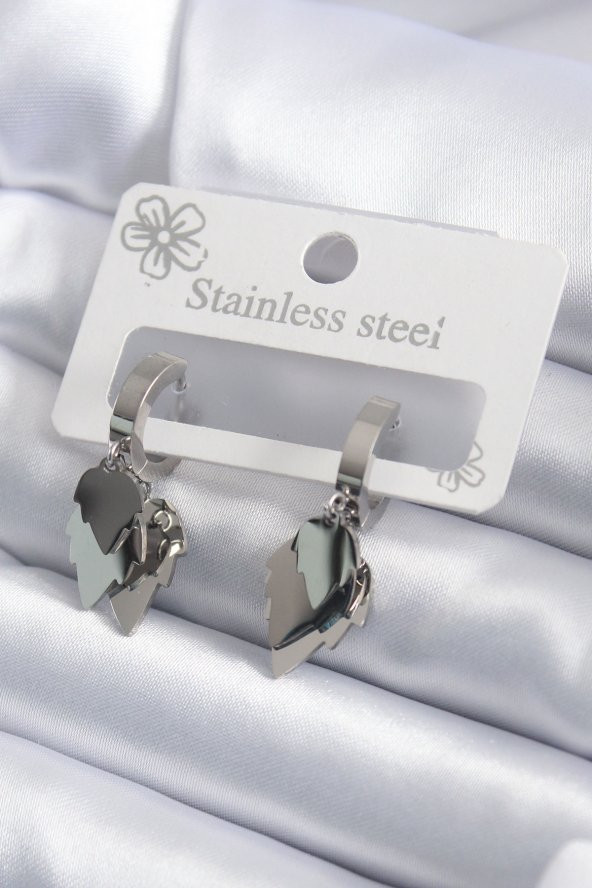 316L Çelik Gold Renk Yaprak Model Kadın Küpe ürün görseli