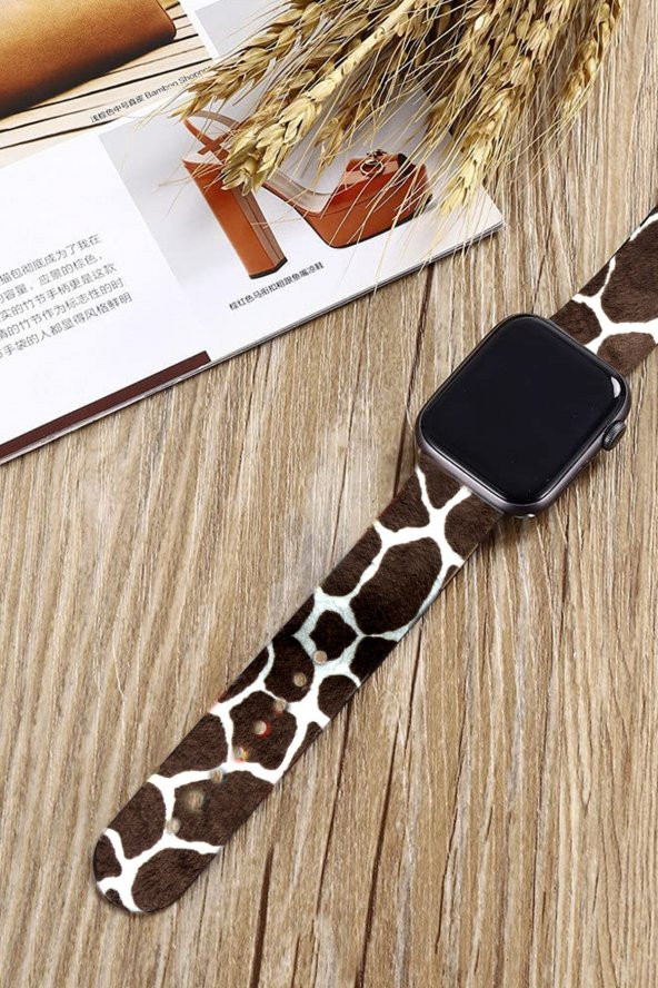 Apple Watch 2 3 4 5 6 7 8 Se 38 40 41mm Uyumlu Zürafa  Kordon Kayış Bileklik Klasik Kaliteli Silikon