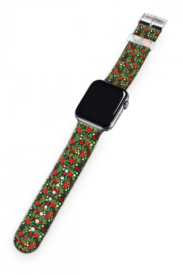 Watch Kordon 42mm 44mm 45mm 49mm Uyumlu Yılbaşı Süsleri Apple Watch Silikon Saat Kayışı - 5