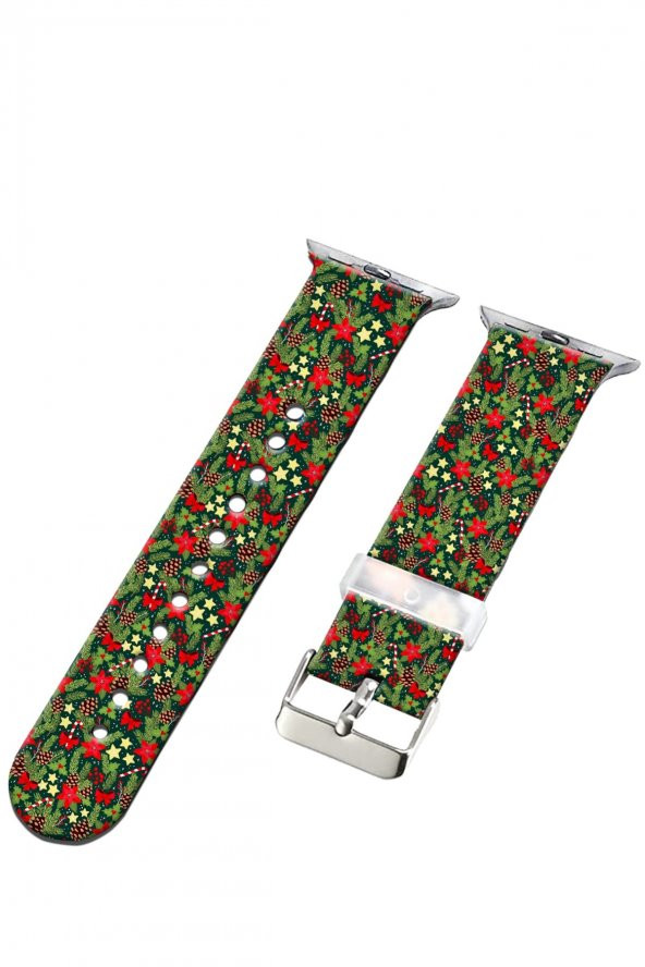 Watch Kordon 42mm 44mm 45mm 49mm Uyumlu Yılbaşı Süsleri Apple Watch Silikon Saat Kayışı - 6