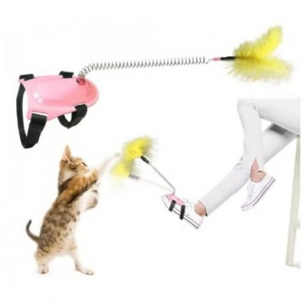 Tüylü Kedi Ayak Oltası Kedi Oyuncağı Yaylı Olta Oyuncak 40 Cm - 5