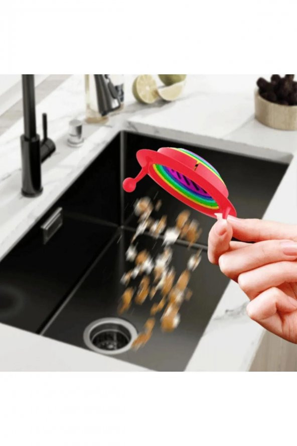 3B Trend Lavabo Süzgeci Renkli 6 Kademeli Mutfak Gider Tıpası Lavabo Süzgeci - 5