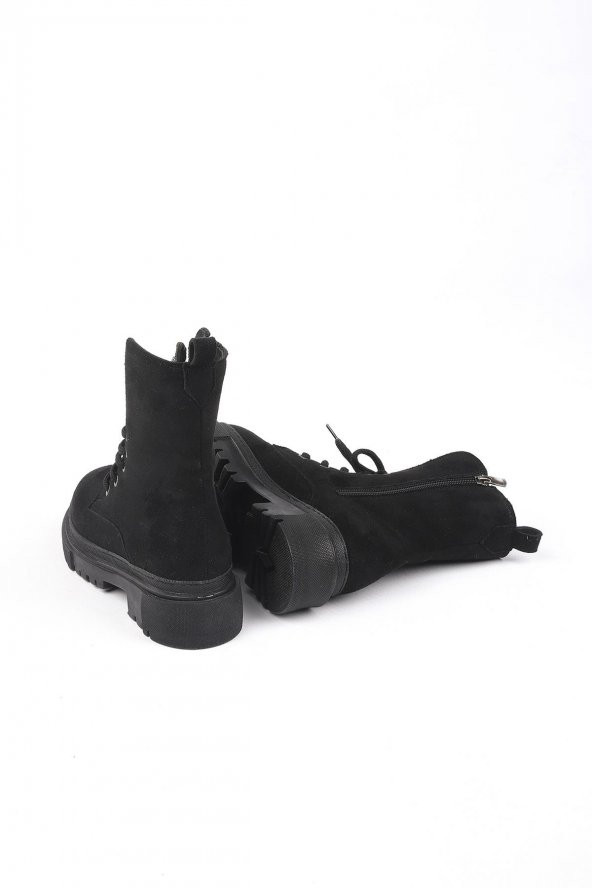 Zalaria Siyah Süet Deri Taşlı Kadın Kışlık Bot - 5