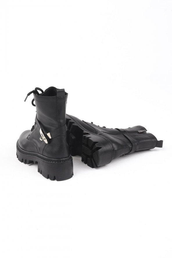 Vilendo Siyah Renkli Kemer Desenli Kadın Kışlık Bot - 8