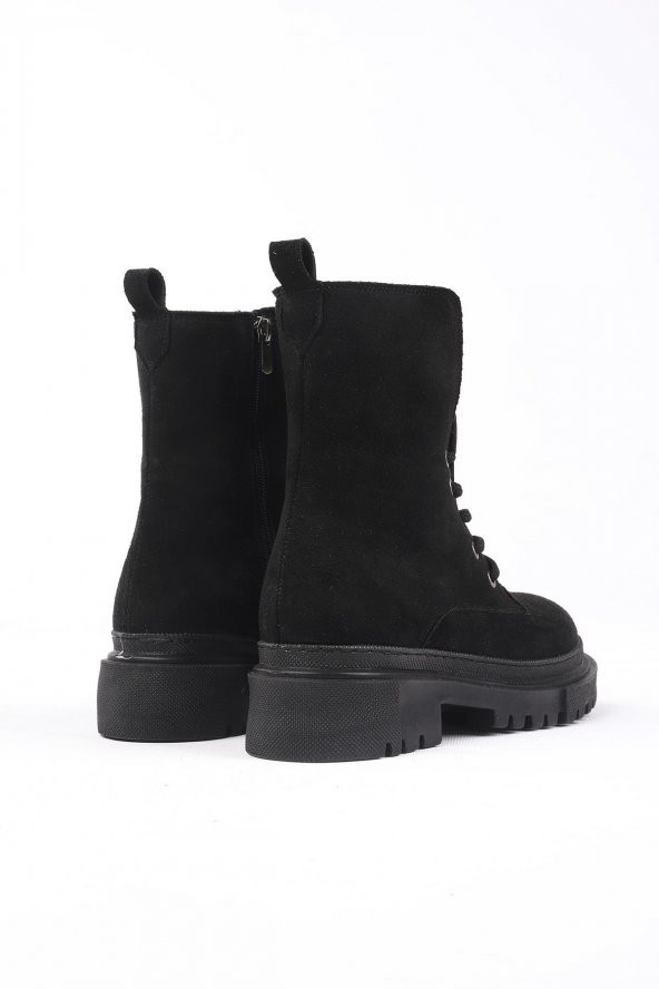 Zalaria Siyah Süet Deri Taşlı Kadın Kışlık Bot - 4