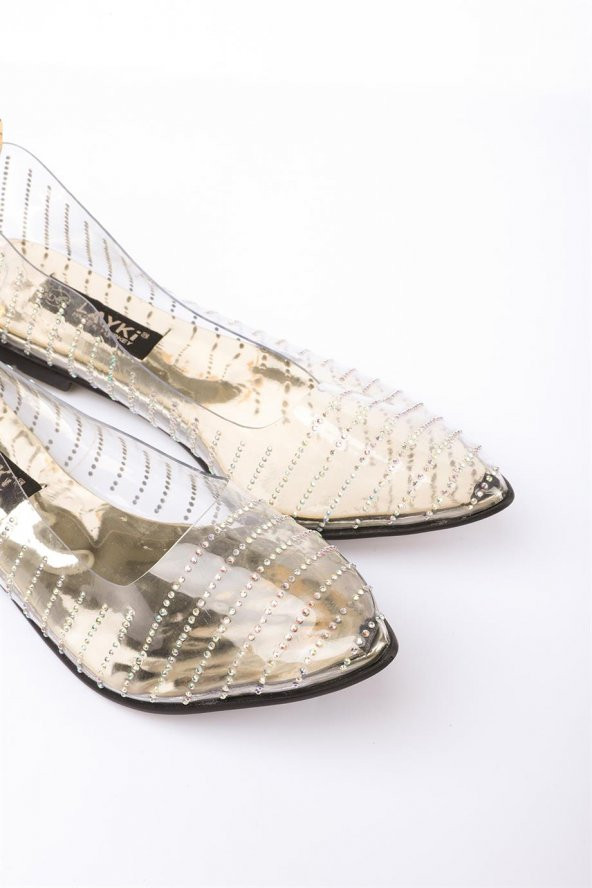 Kosta Altın Renkli Şeffaf Kadın Babet Ayakkabı