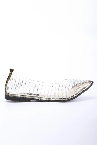 Kosta Altın Renkli Şeffaf Kadın Babet Ayakkabı - 2