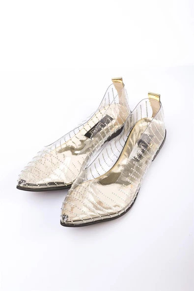 Kosta Altın Renkli Şeffaf Kadın Babet Ayakkabı - 4