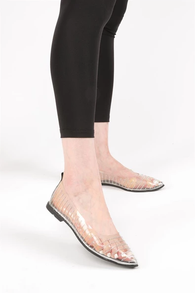 Kosta Gümüş Renkli Şeffaf Kadın Babet Ayakkabı - 2