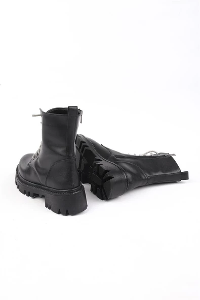 Testa Siyah Renkli Taşlı Bağcıklı Kadın Bot - 4