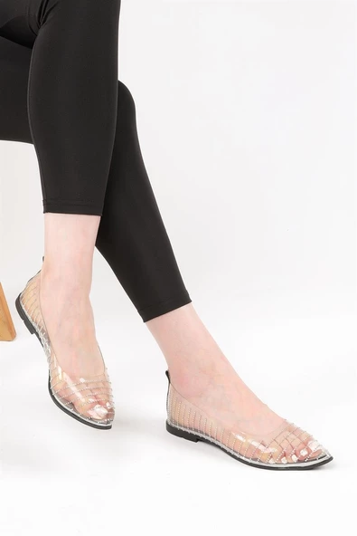 Kosta Gümüş Renkli Şeffaf Kadın Babet Ayakkabı - 3