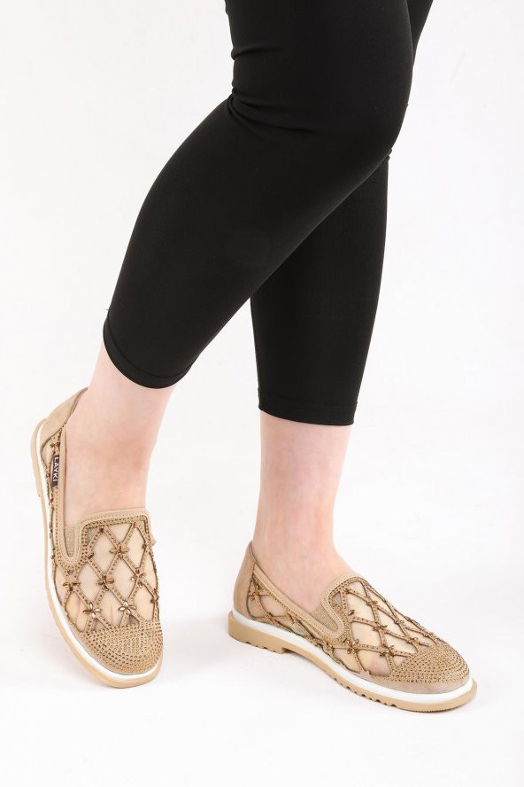 Francis Bej Renkli Taş Detaylı Kadın Günlük Klasik Ayakkabı