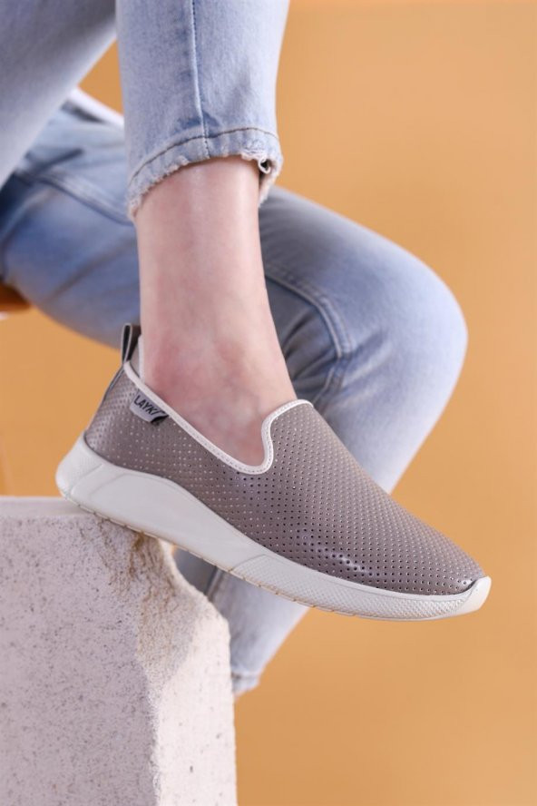 Ciragio Gri Renkli Kadın Klasik Yazlık Günlük Ayakkabı - 5