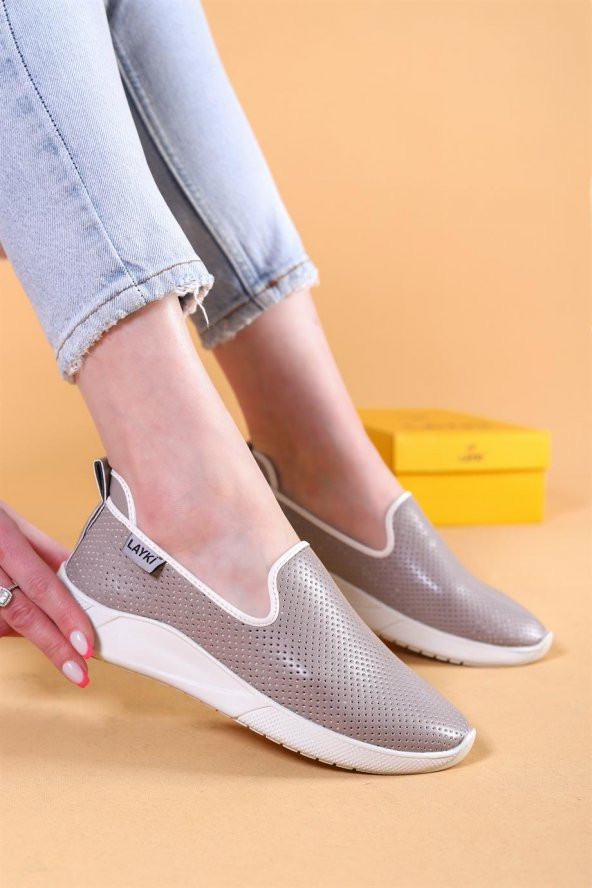 Ciragio Gri Renkli Kadın Klasik Yazlık Günlük Ayakkabı - 6