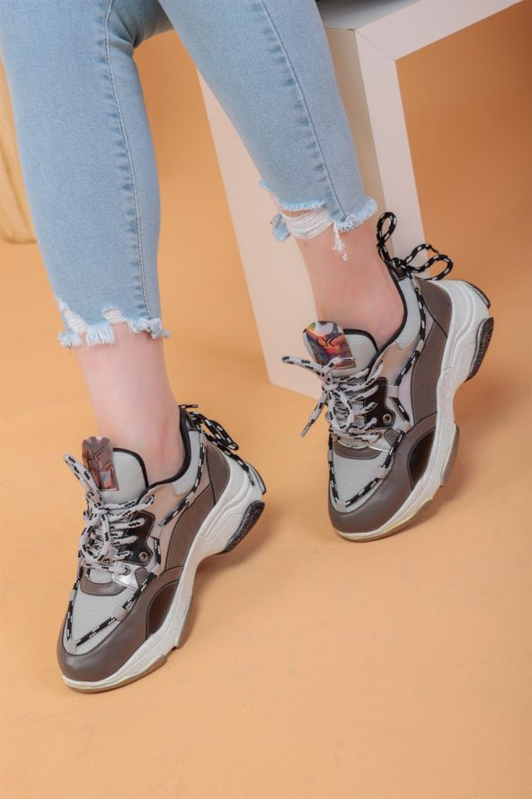 Arya Gri Renkli Kadın Spor Ayakkabı - 5