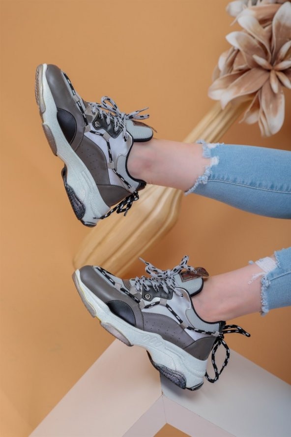 Arya Gri Renkli Kadın Spor Ayakkabı - 6