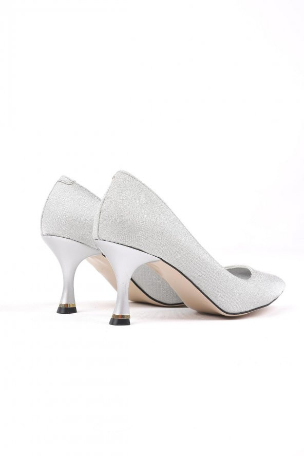 Sirella Parlak Gümüş Renkli Yüksek Topuklu Ayakkabı - 3