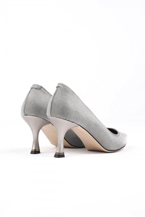 Sirella Parlak Platin Renkli Yüksek Topuklu Ayakkabı - 3