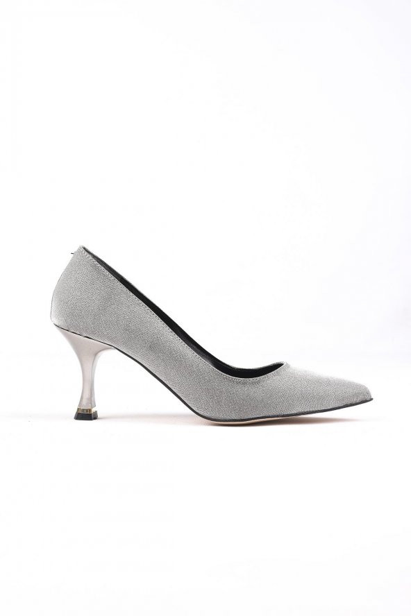 Sirella Parlak Platin Renkli Yüksek Topuklu Ayakkabı - 4