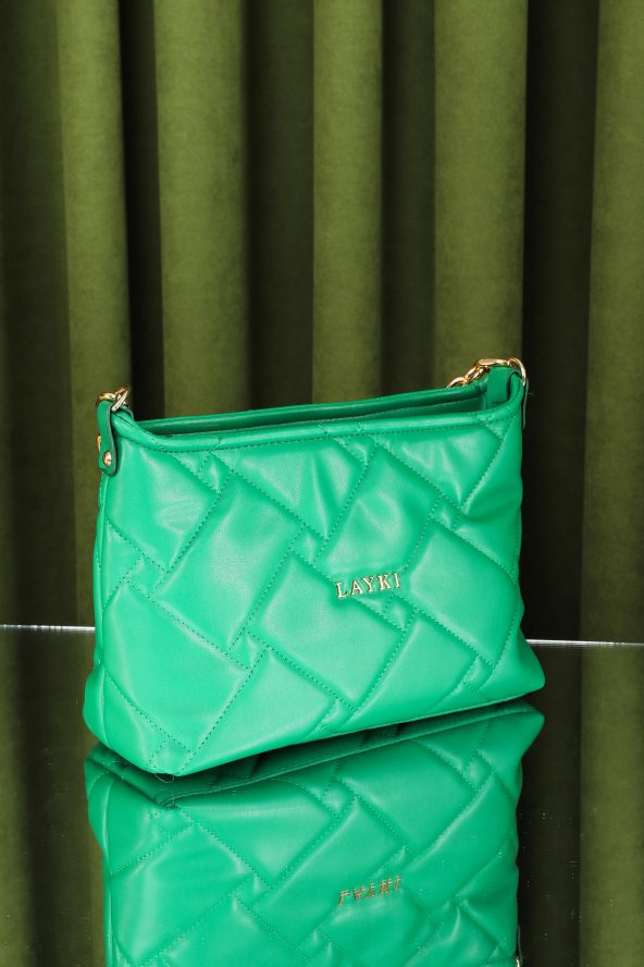 Cesato Yeşil Renkli Fermuarlı 3 Bölmeli Yumuşak Deri Kadın El Çantası - 2