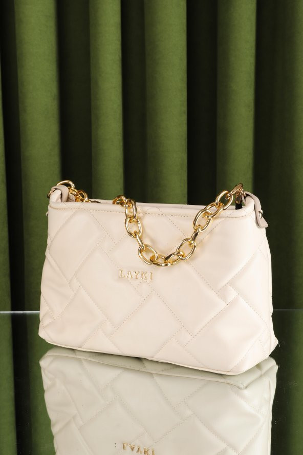 Cesato Bej Renkli Fermuarlı 3 Bölmeli Yumuşak Deri Kadın El Çantası - 2