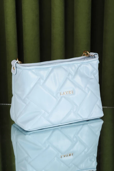 Cesato Açık Mavi Renkli Fermuarlı 3 Bölmeli Yumuşak Deri Kadın El Çantası - 2