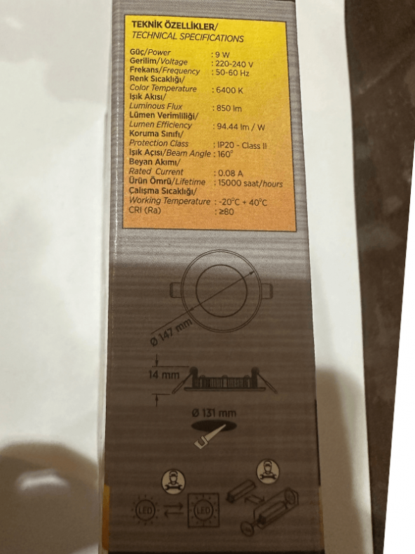Cata CT-5146 9W 6400K (Beyaz Işık) Sıva Altı Led Panel (8 Adet) - 5