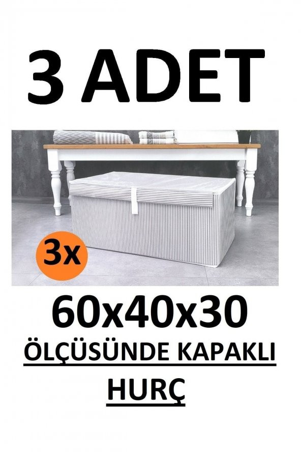 3 Adet Kapaklı Kutu Hurç Mega Boy 60 40n30 Çok Amaçlı Kutu Hurç - 2