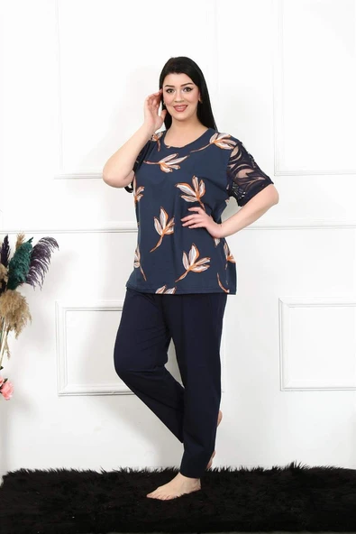 Kadın 5XL-6XL-7XL-8XL Büyük Beden Kısa Kol Pijama Takım 75005