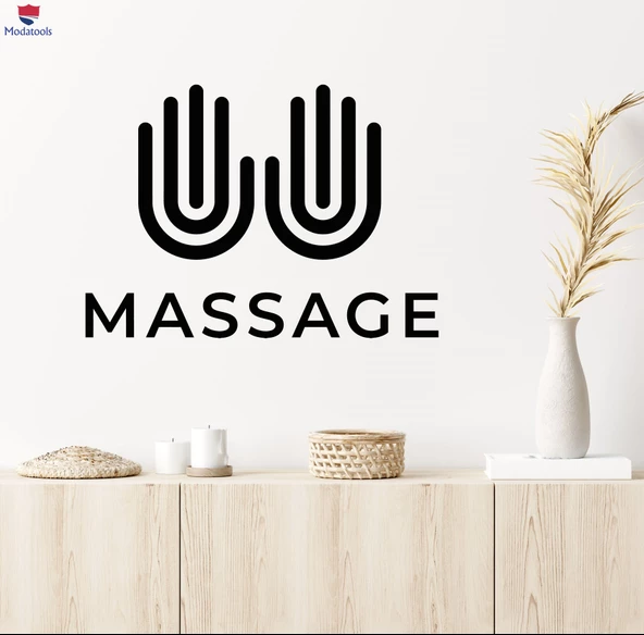 Masaj Duvar Otel Dekorasyon Çıkartma Eller Yazı Relax Spa Salon Çıkartmalar