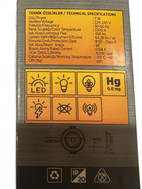 Cata CT-5204 7W 3200K (Gün Işığı) Akik Sıva Altı Led Spot (2 Adet) - 2