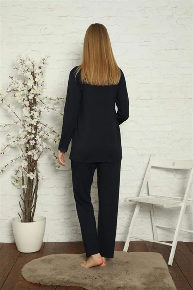 Kadın Hamile Lohusa Lacivert  Pijama Takımı 45201 - 5