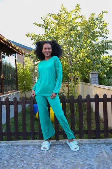 Kadın Penye Bol Paça Pijama Takım 4124