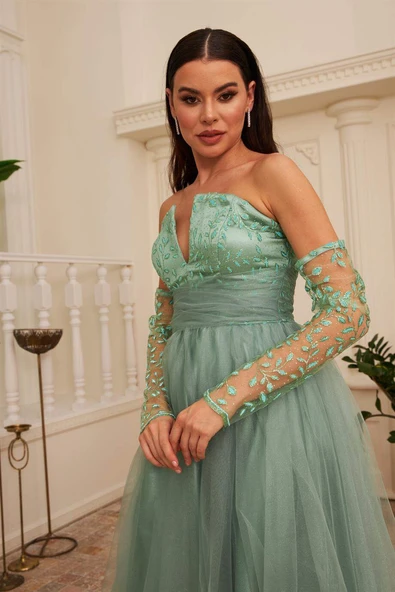 Çağla Tül Midi Nişan ve Söz Elbisesi - 4