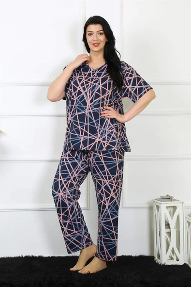 Kadın 5XL-6XL-7XL-8XL Büyük Beden Kısa Kol Pijama Takım 75008