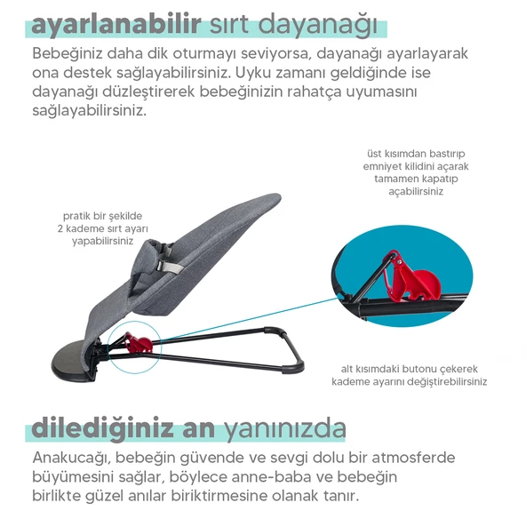 Baby Home 370 Balance Üç Kademeli Kolay Taşınabilir Sallanan Ana Kucağı - 6