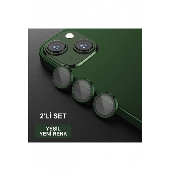 DESİNGSHOP Iphone 13 Ve 13 Mini Uyumlu Kamera Lens Koruyucu Yeşil Renk