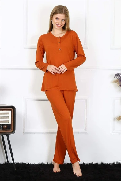 Kadın Penye Uzun Kol Patlı Pijama Takım 4168