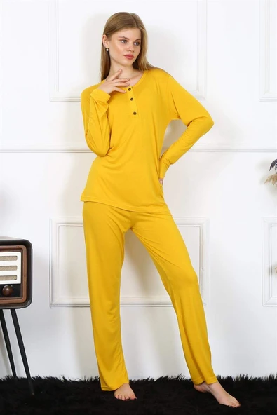 Kadın Penye Uzun Kol Patlı Pijama Takım 4167