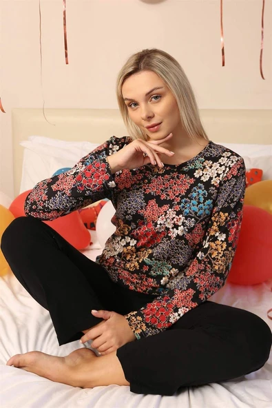 Angelino İç Giyim Kadın Uzun Kol Penye Pijama Takımı 4205