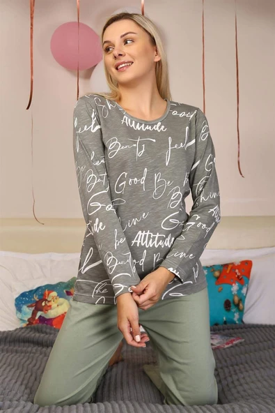 Angelino İç Giyim Kadın Uzun Kollu Penye Pijama Takımı 4206