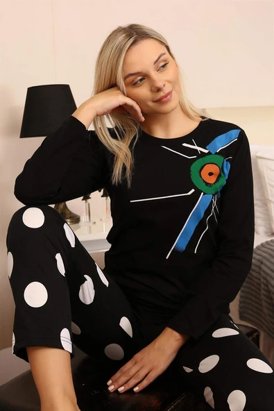 Angelino İç Giyim Kadın Uzun Kollu Penye Pijama Takımı 4176