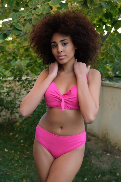 Angelino İç Giyim Kadın Fiyonk Kaplamalı Fuşya Alt Üst Bikini Seti 35011 - 8