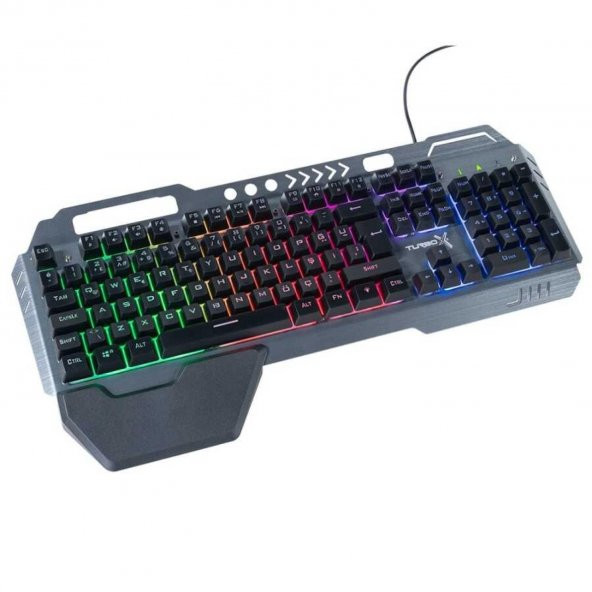 Turbox HeatCycle TR-GK104 USB Kablolu Gri/Siyah Gaming Standart Q Işıklı Metal Kasa Bilek Padli Klavye - 4